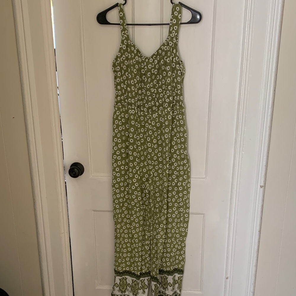 Maurices Green Floral Jumpsuit